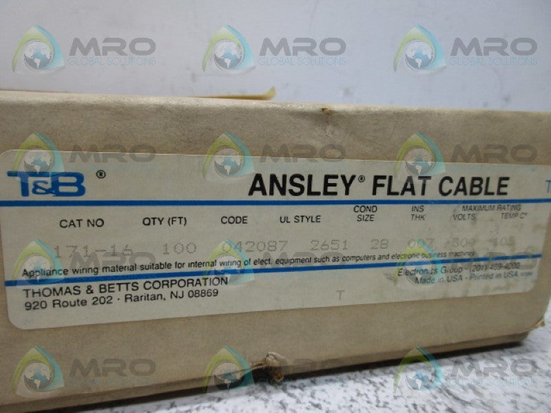 THOMAS & BETTS 171-16 ANSLEY FLAT CABLE 100FT * FACTORY SEALED *