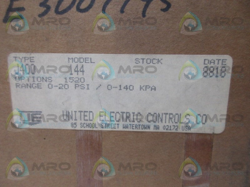 UNITED ELECTRIC J400-144 PRESSURE SWITCH * FACTORY SEALED *