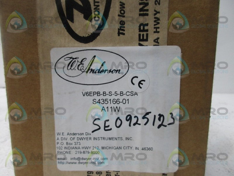 W.E. ANDERSON V6EPB-B-S-5-B-CSA FLOW SWITCH * FACTORY SEALED *