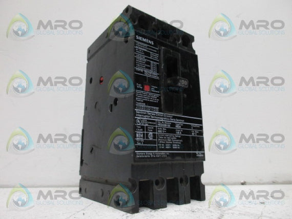 SIEMENS HED43B100 CIRCUIT BREAKER 100A 480VAC * USED *