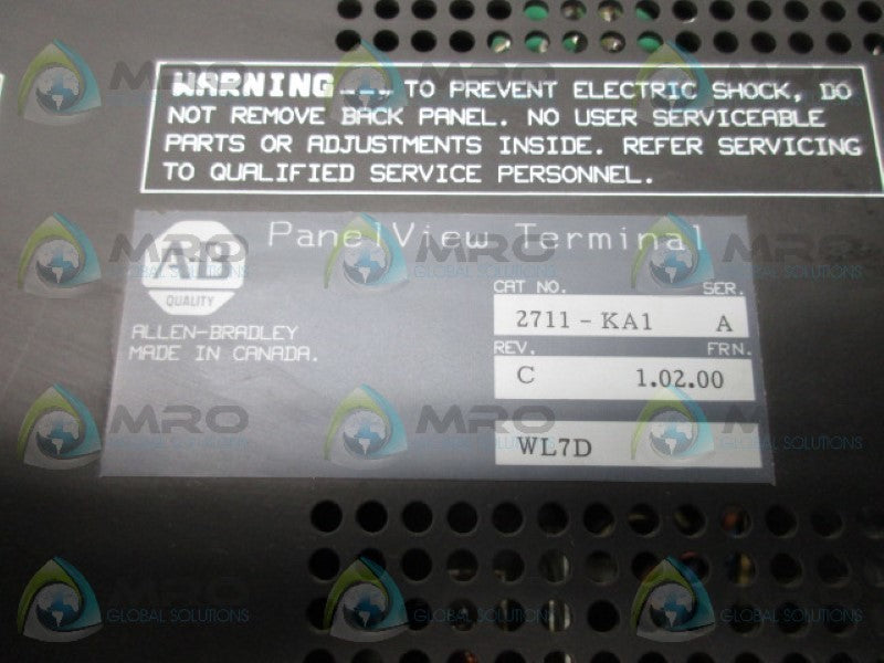 ALLEN BRADLEY 2711-KA1 SER. A REV. C F/W 1.02.00 (NO KEY)  UNMP
