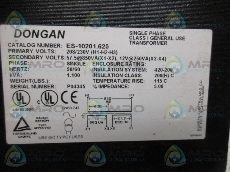 DONGAN ES-10201.625 TRANSFORMER  NSMP