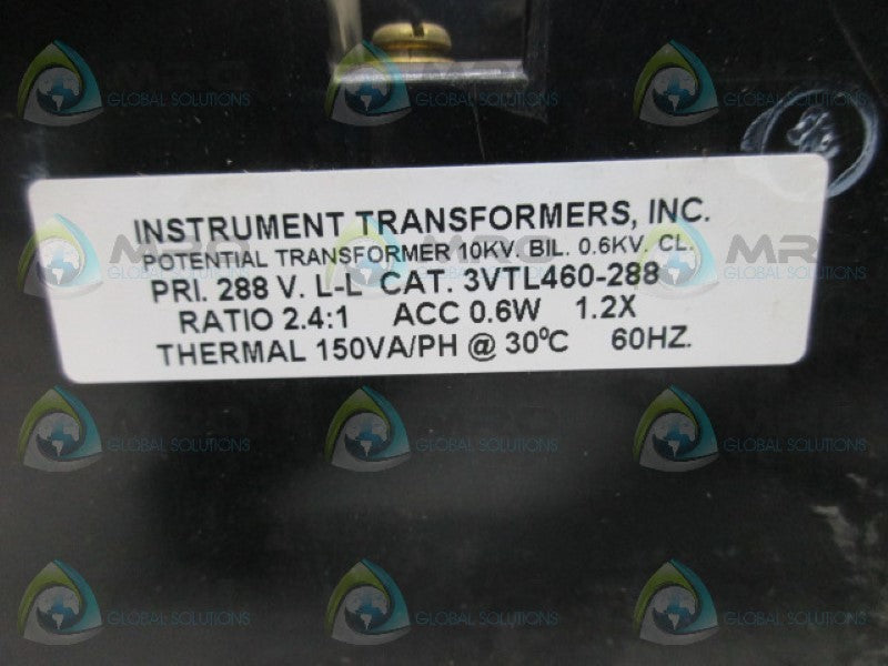 INSTRUMENT TRANSFORMER 3VTL460-288 POTENTIAL TRANSFORMER RATIO 2.4:1  UNMP