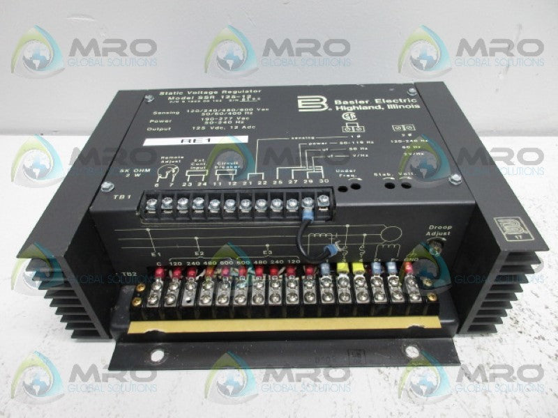 BASLER ELECTRIC SSR125-12 STATIC VOLTAGE REGULATOR  UNMP