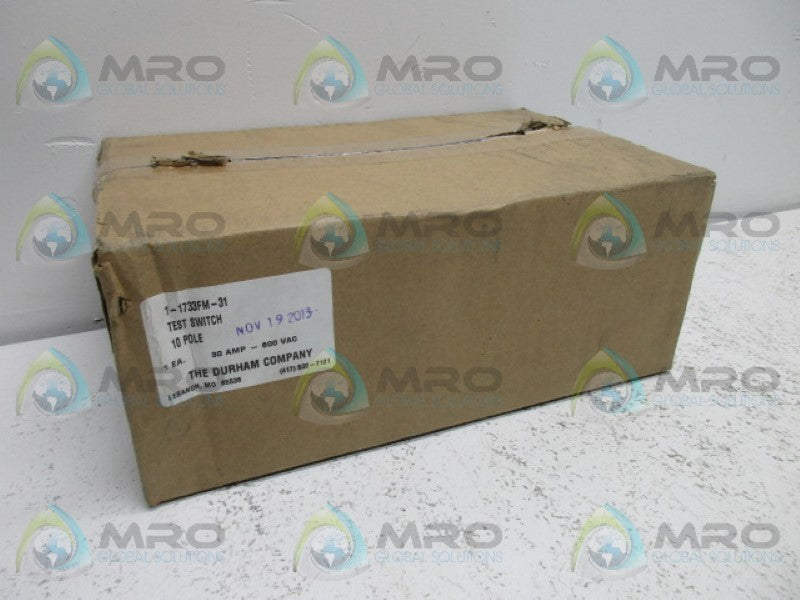 THE DURHAM CO. 1-1733FM-31 TEST SWITCH 10 POLE  NSMP