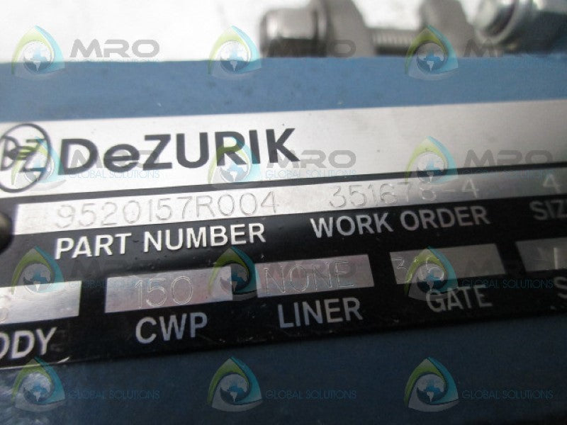 DEZURIK 9520157R004 GATE VALVE 4"  NSNP