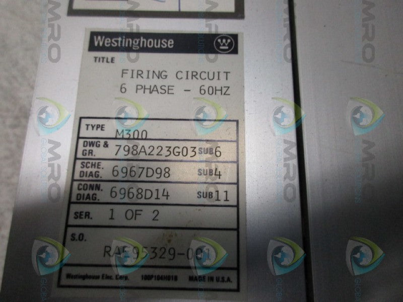 WESTINGHOUSE M300 798A223G03 FIRING CIRCUIT 6 PHASE-60HZ  UNMP