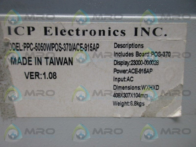 ICP PPC-5050W/POS-370/ACE-915AP LCD PANEL (AS PICTURED)  UNMP