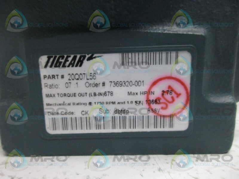 DODGE 20Q07L56 GEAR REDUCER RATIO 07:1  NSMP