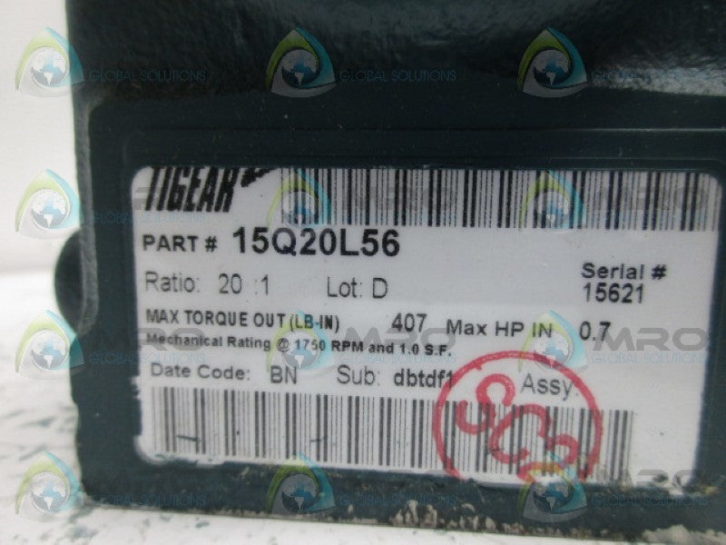 DODGE 15Q20L56 GEAR REDUCER RATIO 20:1  NSMP