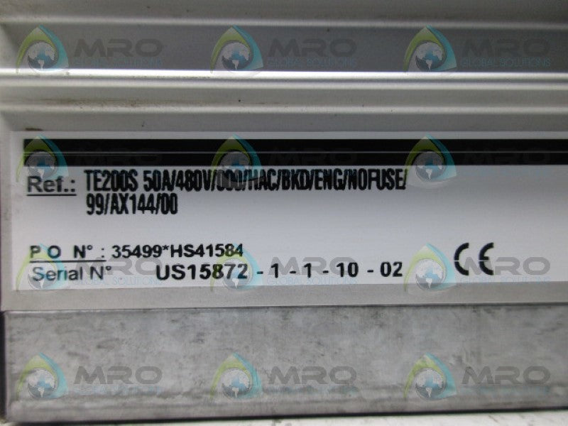 BARBER-COLMAN TE200S50A/480V/000/HAC/BKD/ENG/NOFUSE/99/AX144/00  UNMP