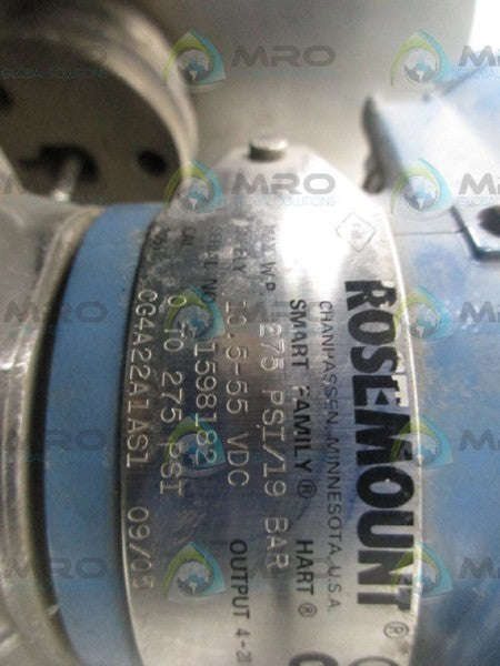 ROSEMOUNT 3051CG4A22A1AS1 PRESSURE TRANSMITTER (AS PICTURED)  UNMP