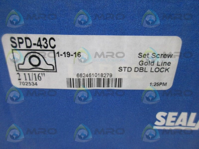 SEALMASTER SPD-43C PILLOW BLOCK BEARING * FACTORY SEALED *