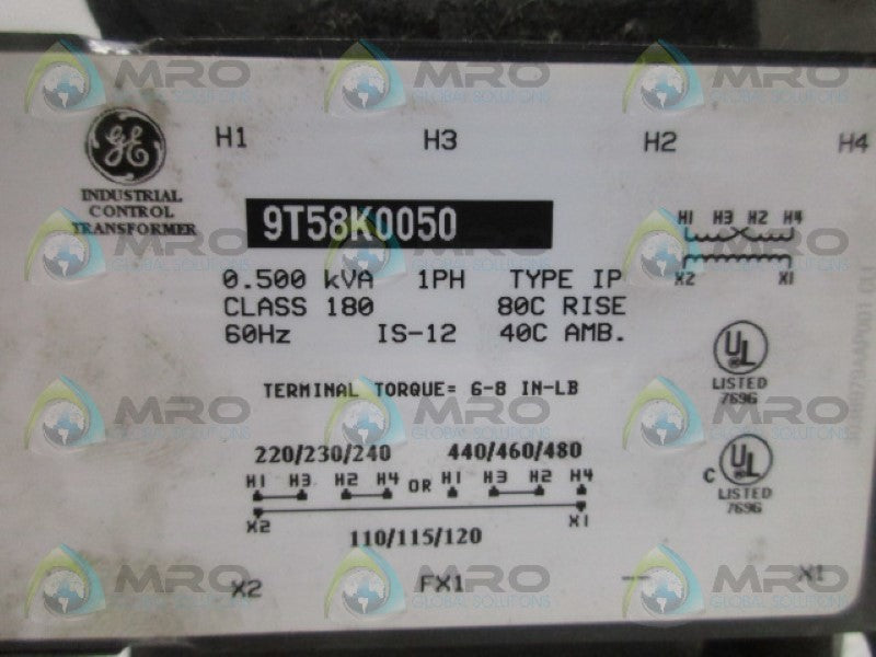 GENERAL ELECTRIC 9T58K005 TRANSFORMER  UNMP