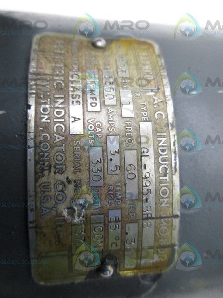 ELINCO GL-995-8F8 AC INDUCTION MOTOR .3HP 3350RPM  UNMP