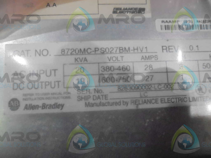 ALLEN BRADLEY 8720MCPS027BMHV1 POWER SUPPLY *REMAN*