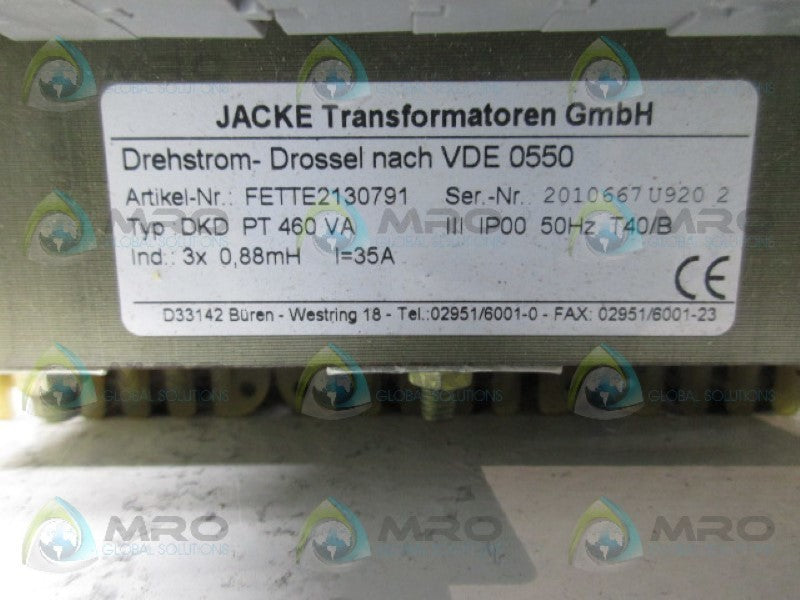 JACKE FETTE2130791 TRANSFORMER  UNMP