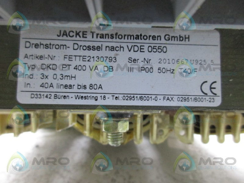 JACKE FETTE2130793 TRANSFORMER  UNMP