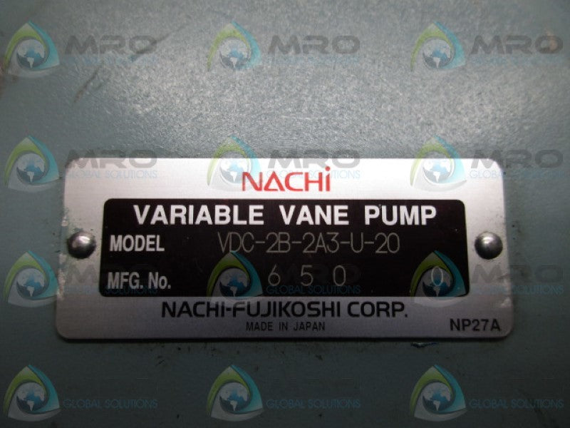 NACHI VDC-2B-2A3-U-20 VARIABLE VANE PUMP  NSNP