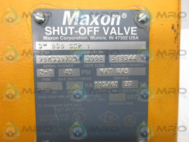 MAXON 808SCP1 SHUT OFF VALVE 3"  NSNP