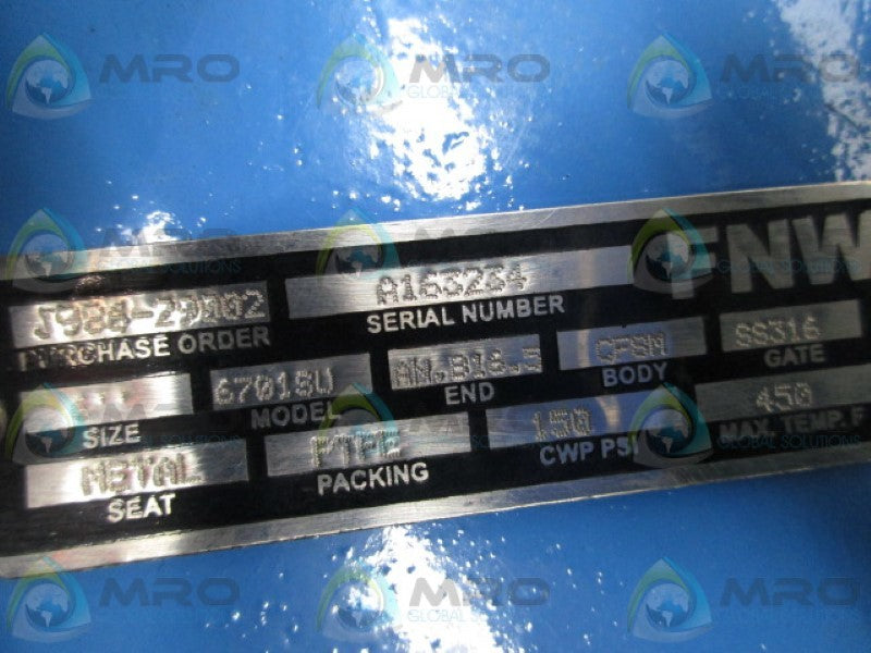 FNW 6701SU BUTTERFLY VALVE 6"  NSNP