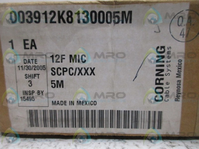 CORNING 003912K8130005M FIBER OPTIC CABLE 12F * FACTORY SEALED *