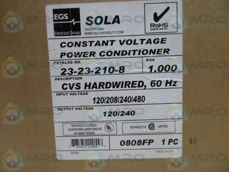 SOLA 23-23-210-8 POWER CONDITIONER  * FACTORY SEALED *