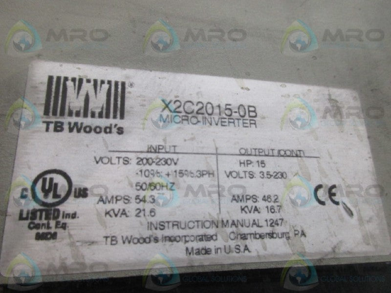 TB WOODS X2C2015-0B AC INVERTER * USED*