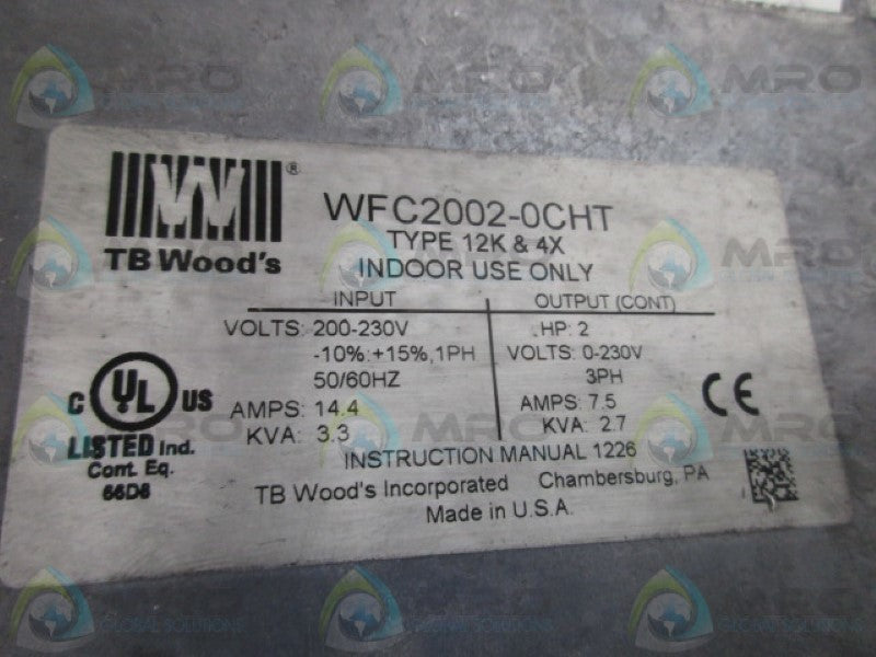 TB WOODS WFC2002-0CHT AC INVERTER * USED*