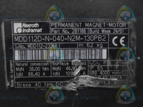 REXROTH INDRAMAT MDD112D-N-040-N2M-130PB2 SERVO MOTOR * NEW NO BOX *