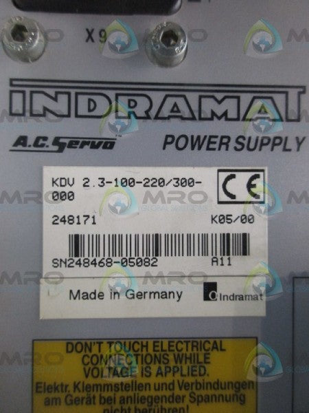 INDRAMAT KDV2.3-100-220/300-00 SERVO POWER SUPPLY  UNMP