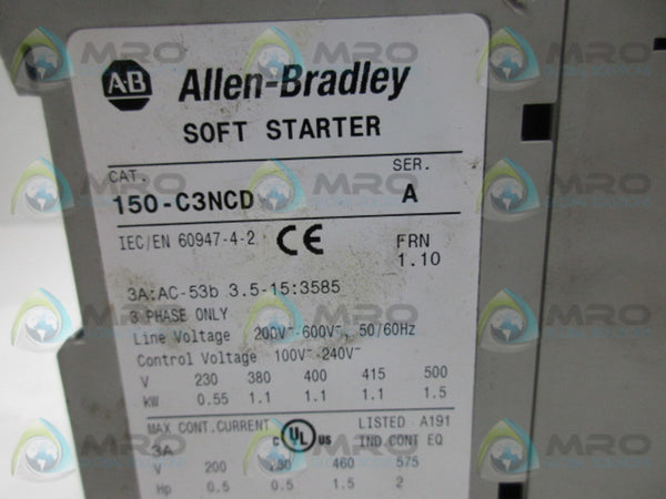 ALLEN BRADLEY 150-C3NCD SER A F/W 1.10 SOFT STARTER  UNMP