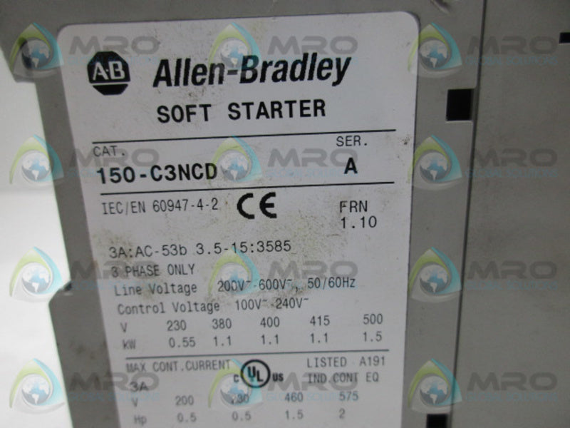 ALLEN BRADLEY 150-C3NCD SER A F/W 1.10 SOFT STARTER  UNMP