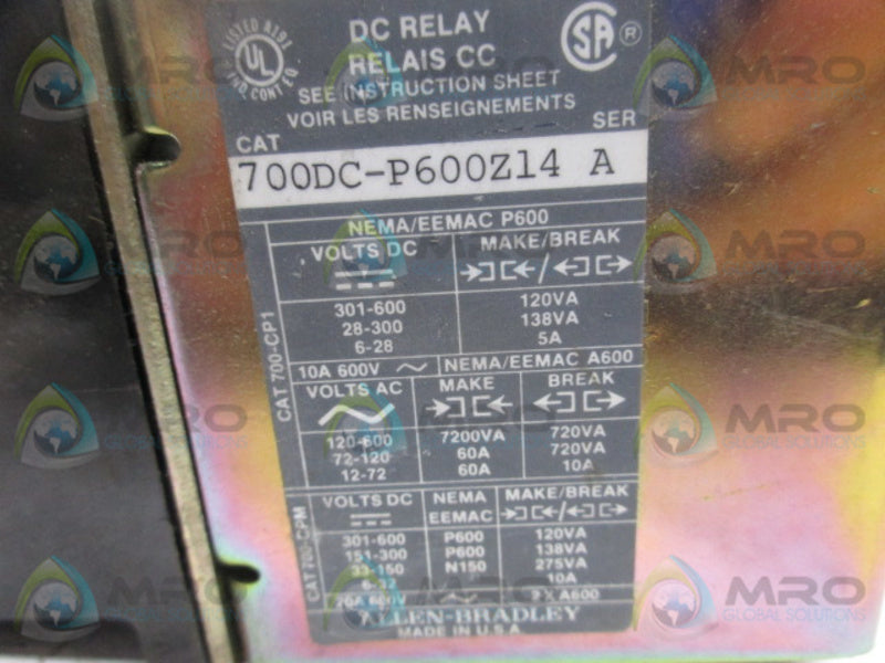 ALLEN BRADLEY 700DC-P600Z14 SER A  UNMP