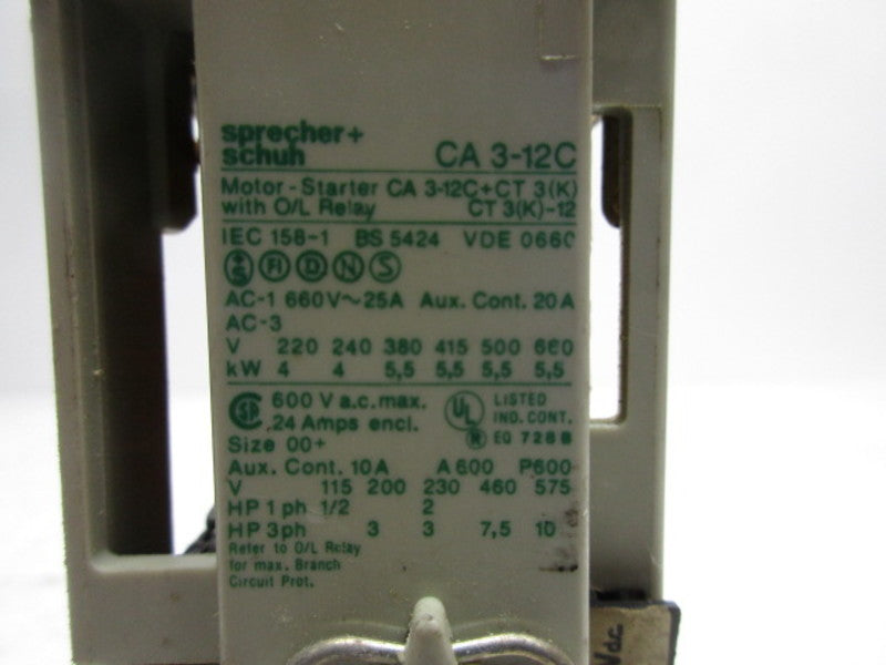 SPRECHER+SCHUH CA3-12C CONTACTOR 24VDC   UNMP