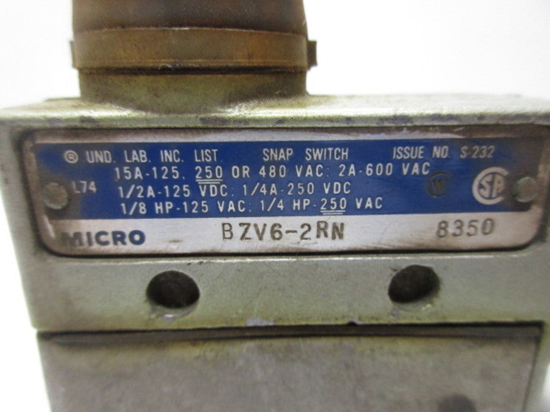 MICRO SWITCH LIMIT SWITCH BZV6-2RN  UNMP