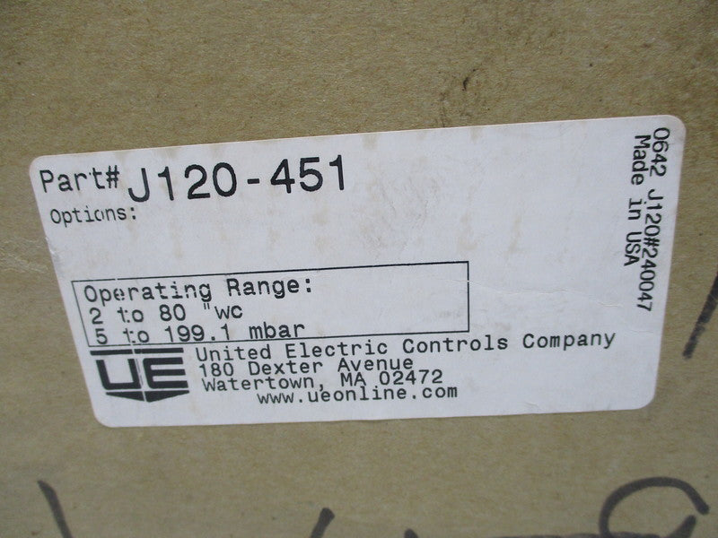 UNITED ELECTRIC J120-451 * FACTORY SEALED *