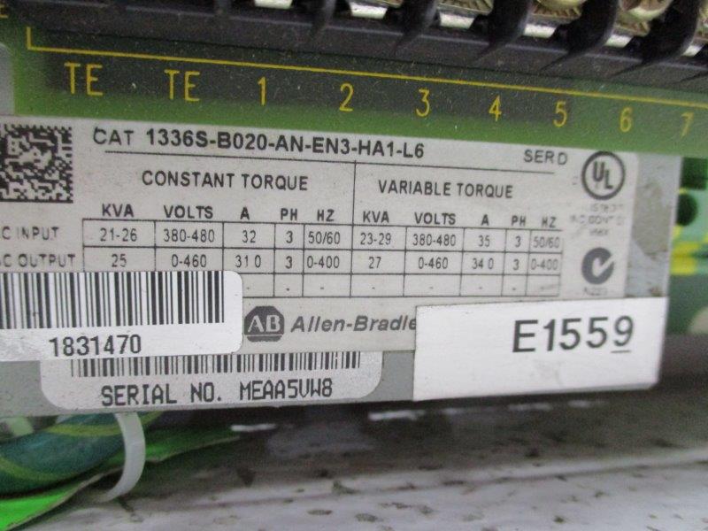 ALLEN BRADLEY 1336S-B020-AN-EN3-HA1-L6 SER. D * REMANUFACTURED *