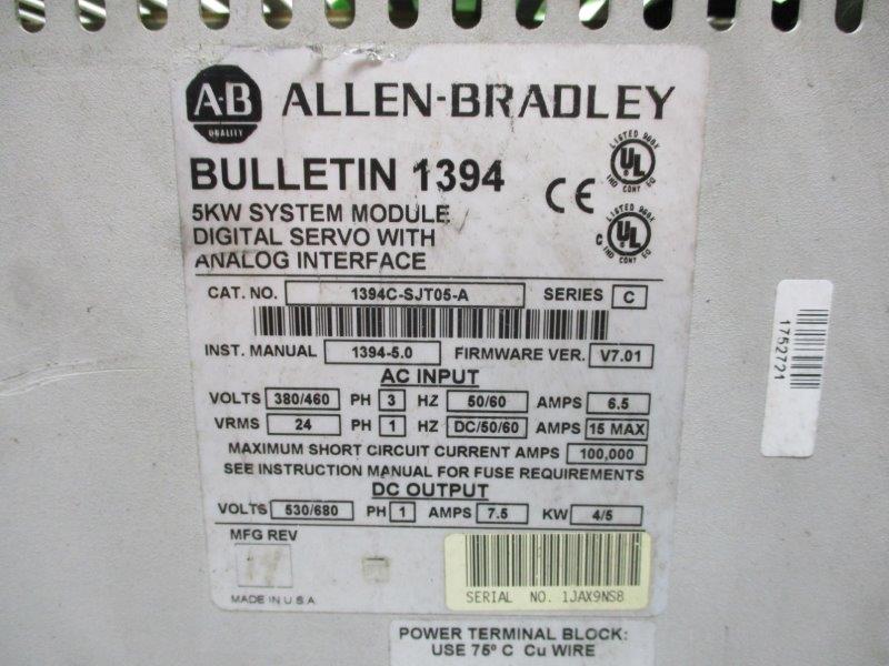 ALLEN BRADLEY 1394C-SJT05-A SER. C F/W V7.01 * REMANUFACTURED *