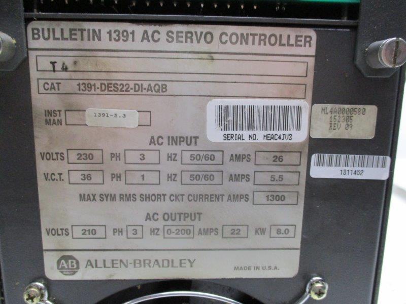 ALLEN BRADLEY 1391-DES22-DI-AQB AC SERVO DRIVE * REMANUFACTURED *