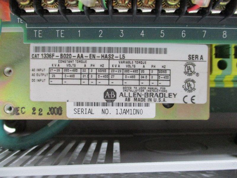 ALLEN BRADLEY 1336F-B020-AA-EN-HAS2-L5 SER. A * REMANUFACTURED *