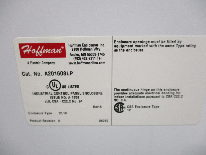 HOFFMAN A201608LP *NEW NO BOX*