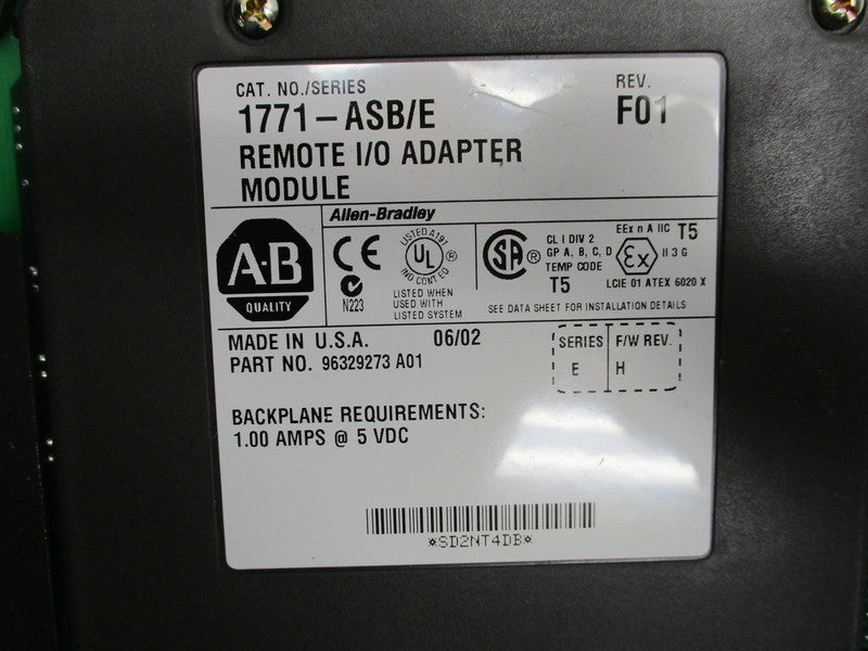 ALLEN BRADLEY 1771-ASB SER. E F/W UNMP