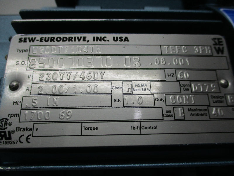 SEW EURODRIVE W20DT71D4TH NSMP