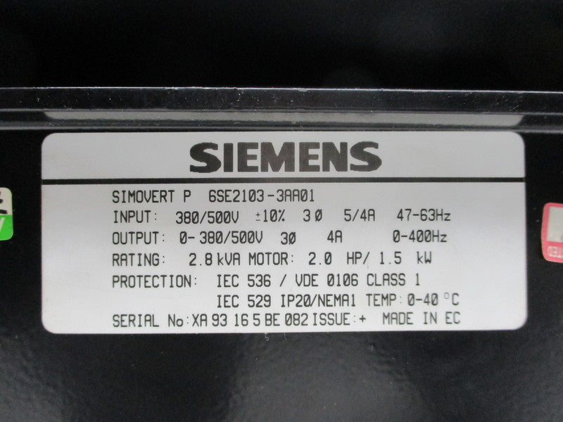 SIEMENS 6SE2103-3AA01 UNMP
