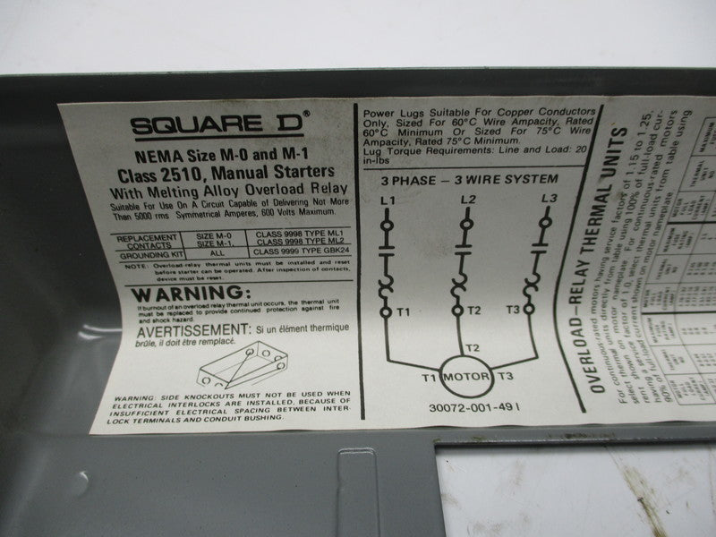 SQUARE D 2510-MBG2 SER. A UNMP