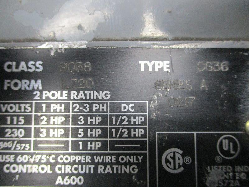 SQUARE D 9038-CG36 SER. A (AS PICTURED) UNMP