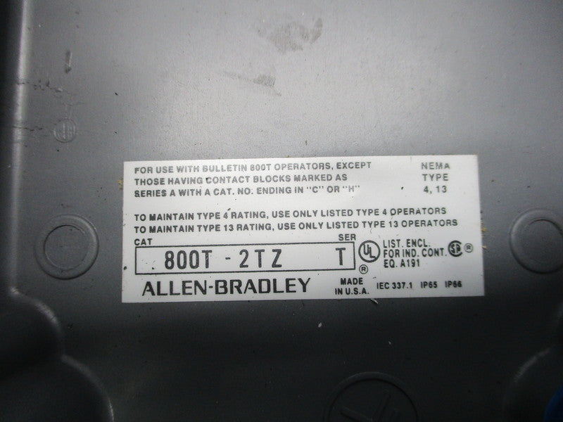 ALLEN BRADLEY 800T-2TZ SER. T UNMP