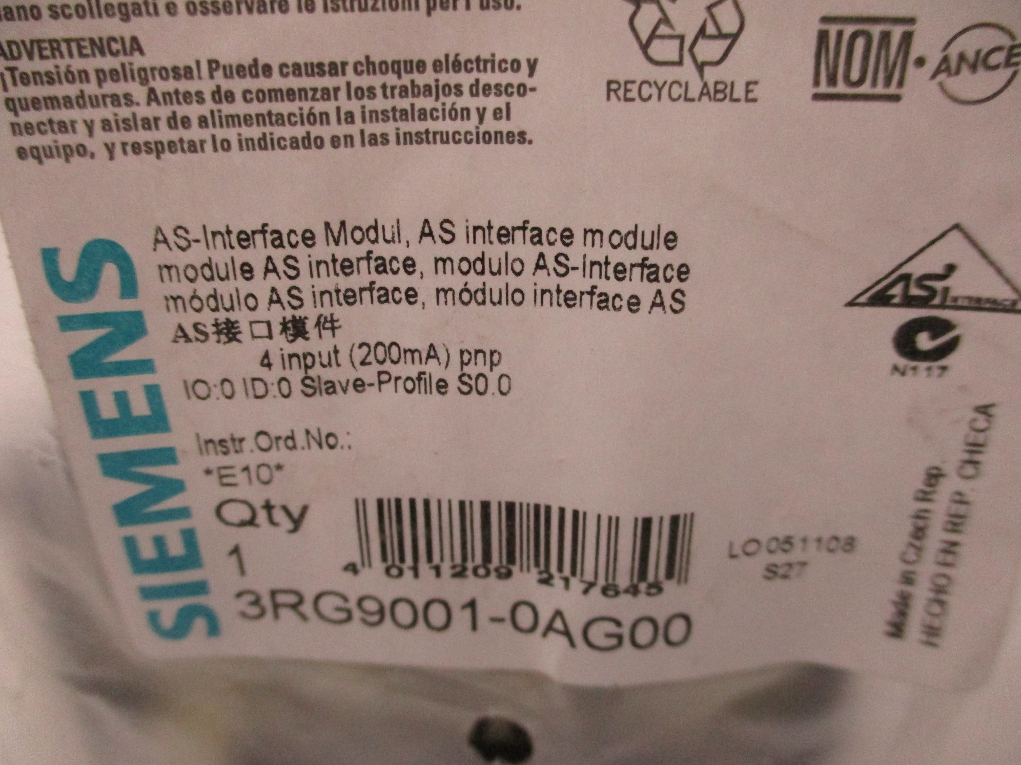 SIEMENS 3RG9001-0AG00 NSMP