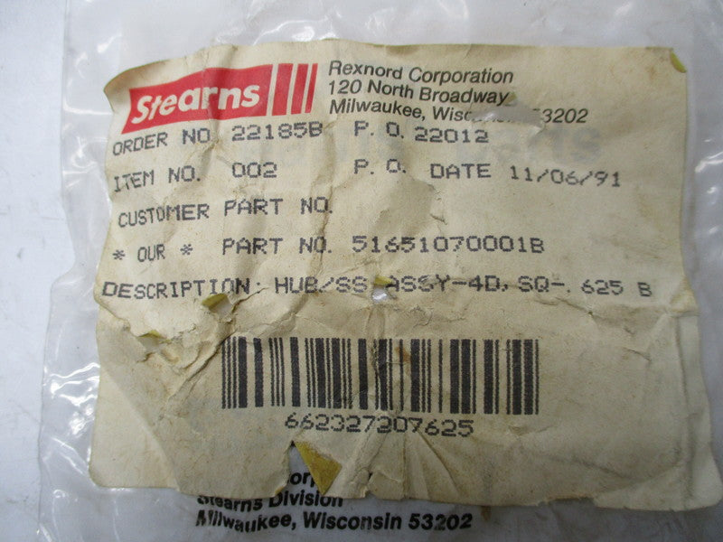 STEARNS 51651070001B (22185B) (SQ-.625B) NSNP